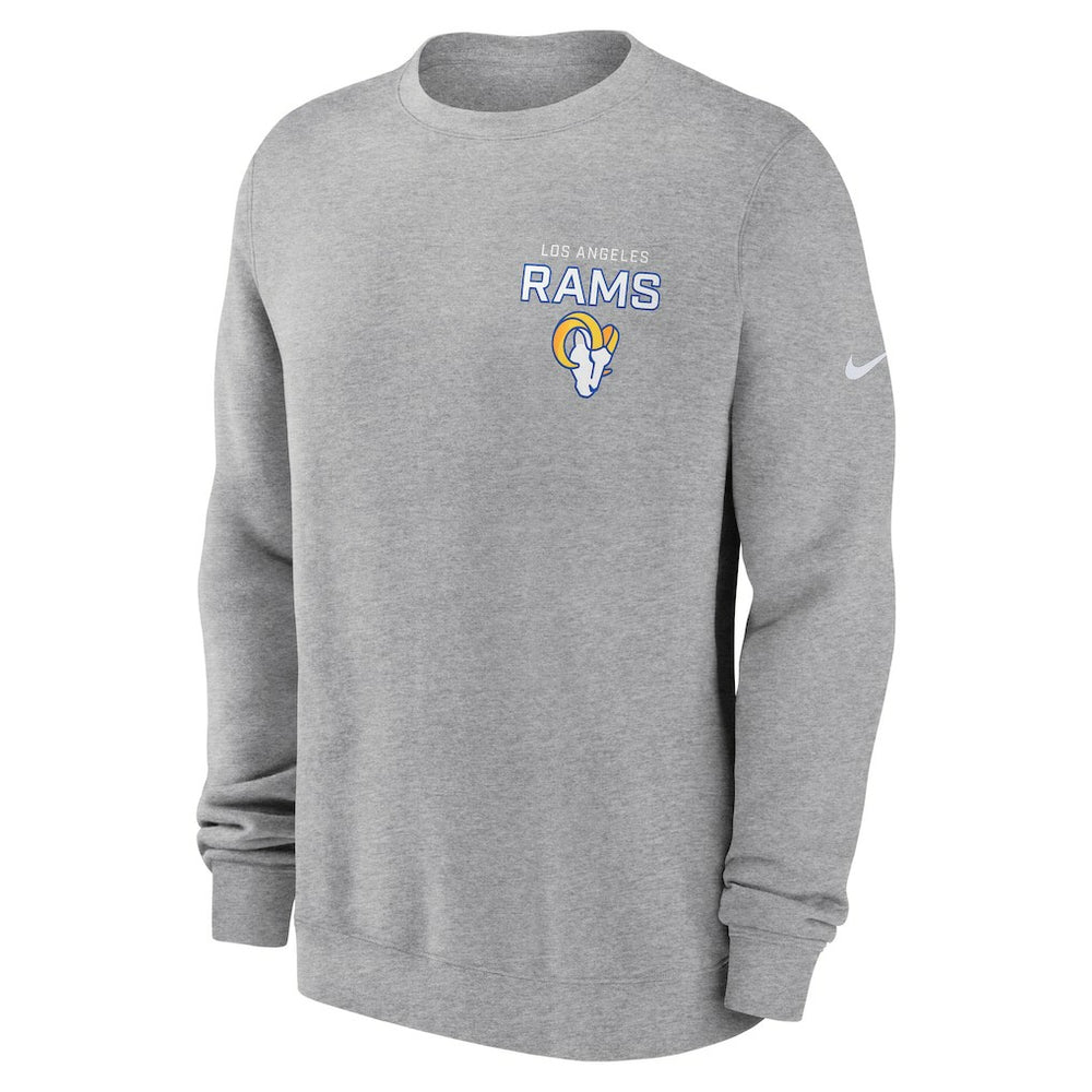Nike Los Angeles Rams Primetime Club Fleece Pullover Sweatshirt Heather Gray