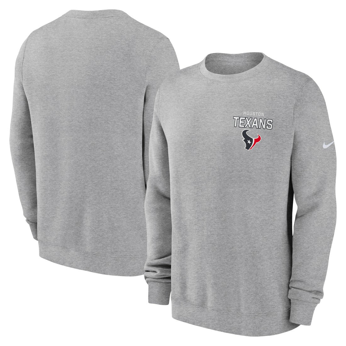 Nike Houston Texans Primetime Club Fleece Pullover Sweatshirt Heather Gray