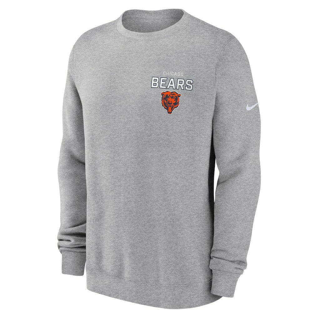 Nike Chicago Bears Primetime Club Fleece Pullover Sweatshirt Heather Gray