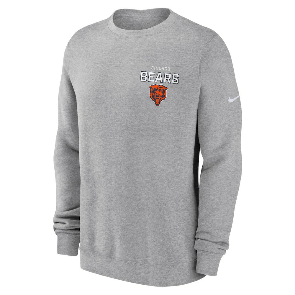 Nike Chicago Bears Primetime Club Fleece Pullover Sweatshirt Heather Gray