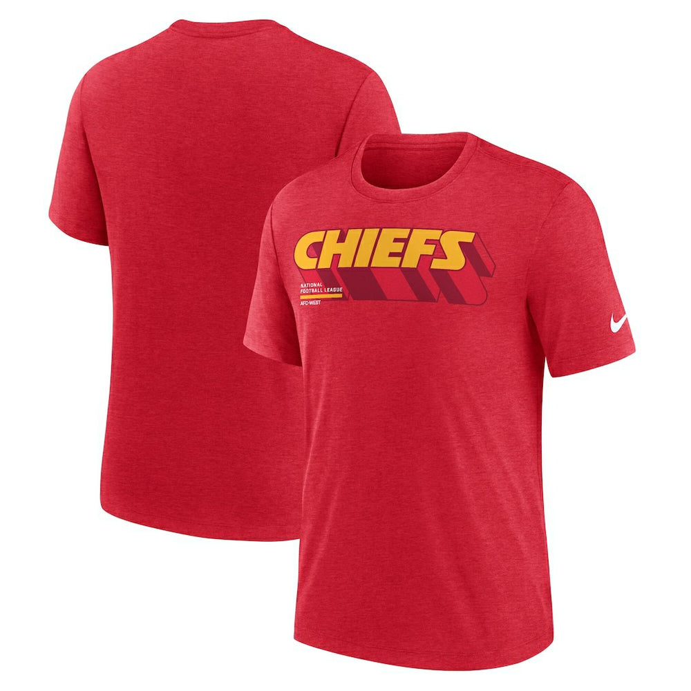 Nike Kansas City Chiefs Long Pass Tri-Blend T-Shirt Heather Red
