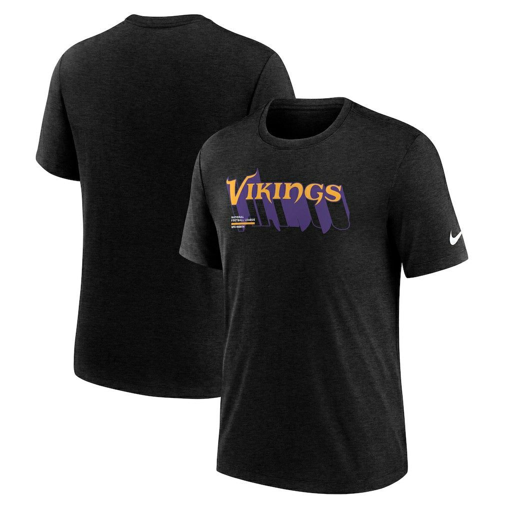 Nike Minnesota Vikings Long Pass Tri-Blend T-Shirt Heather Black