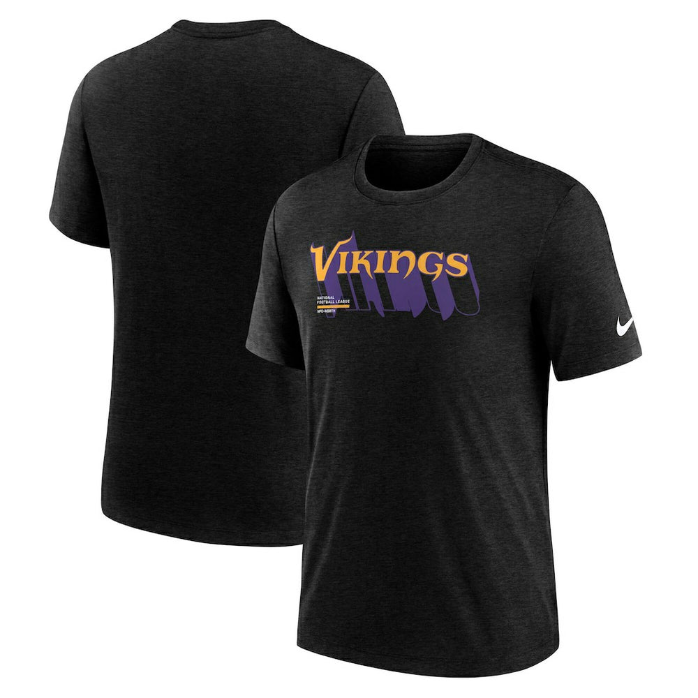 Nike Minnesota Vikings Long Pass Tri-Blend T-Shirt Heather Black