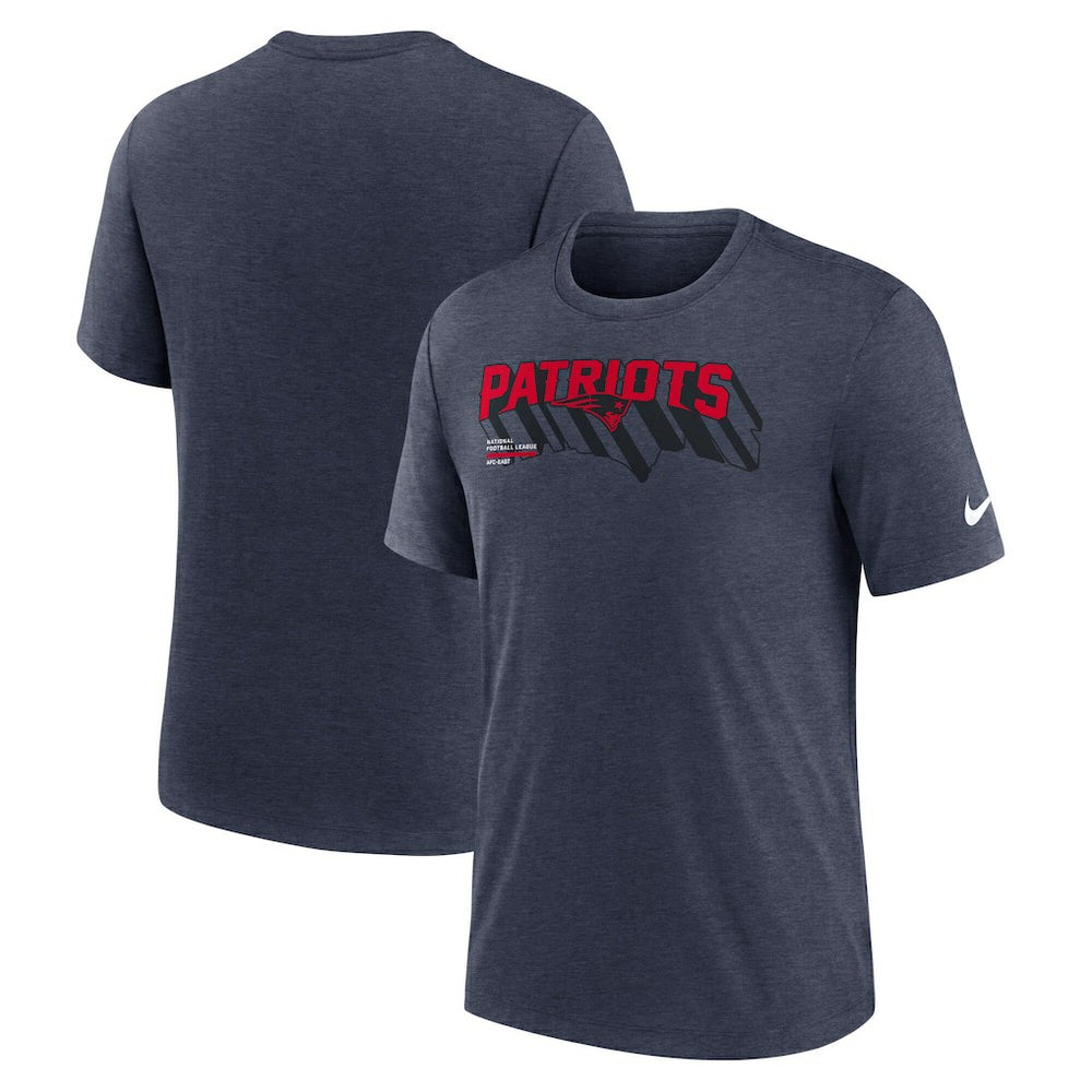 Nike New England Patriots Long Pass Tri-Blend T-Shirt Heather Navy