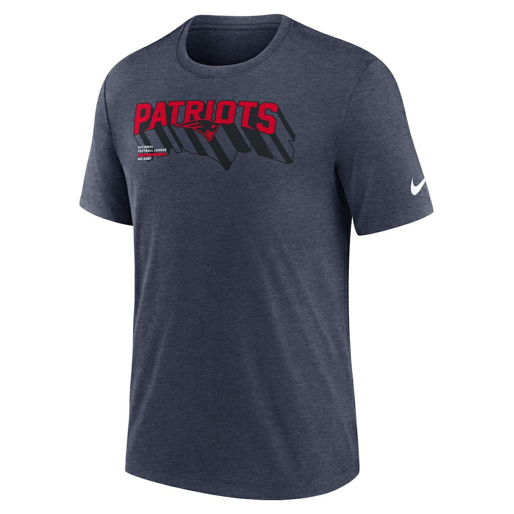 Nike New England Patriots Long Pass Tri-Blend T-Shirt Heather Navy