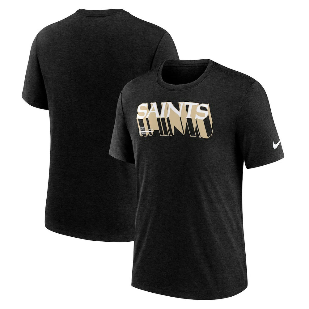 Nike New Orleans Saints Long Pass Tri-Blend T-Shirt Heather Black