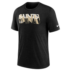 Nike New Orleans Saints Long Pass Tri-Blend T-Shirt Heather Black