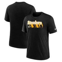 Nike Pittsburgh Steelers Long Pass Tri-Blend T-Shirt Heather Navy