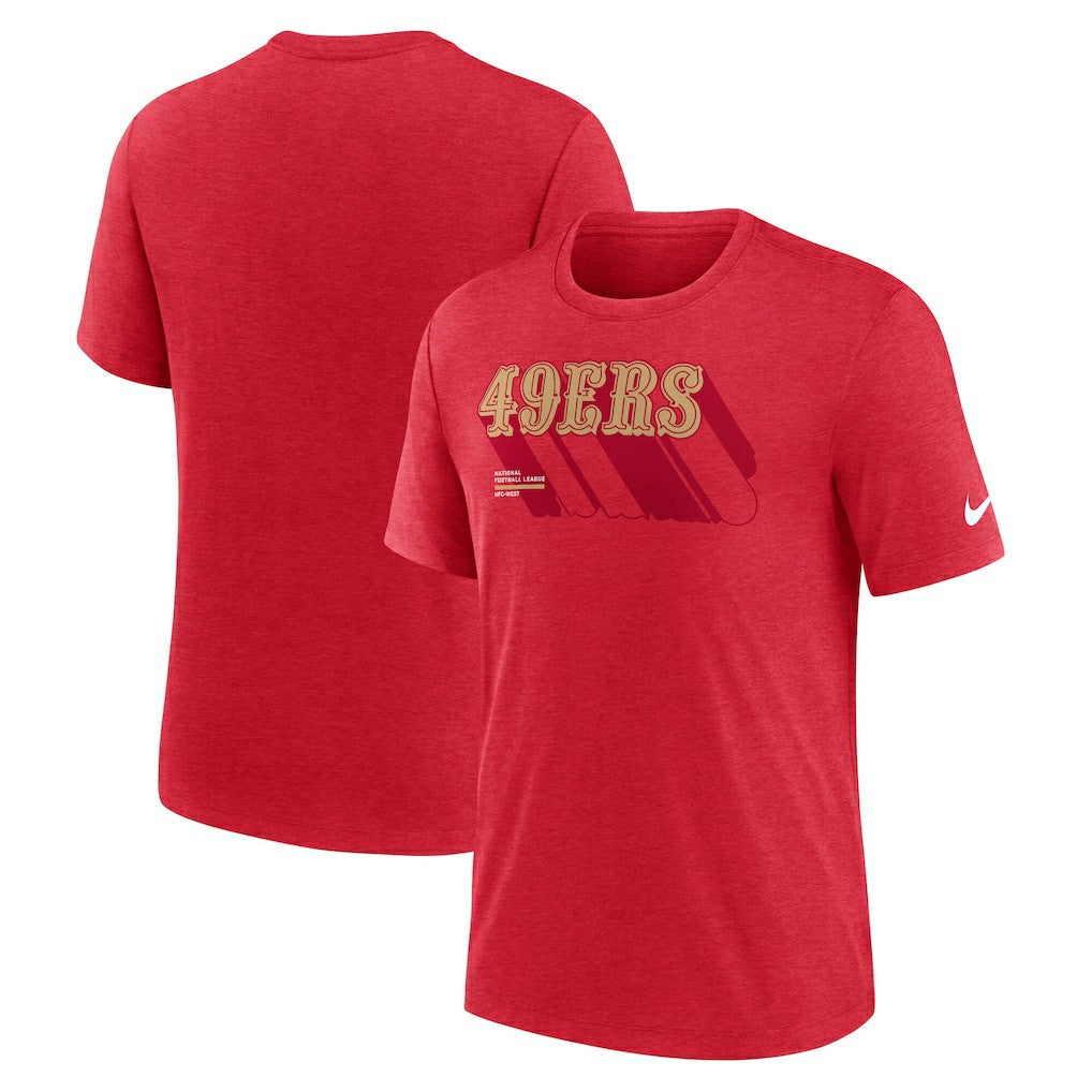 Nike San Francisco 49ers Long Pass Tri-Blend T-Shirt Heather Scarlet