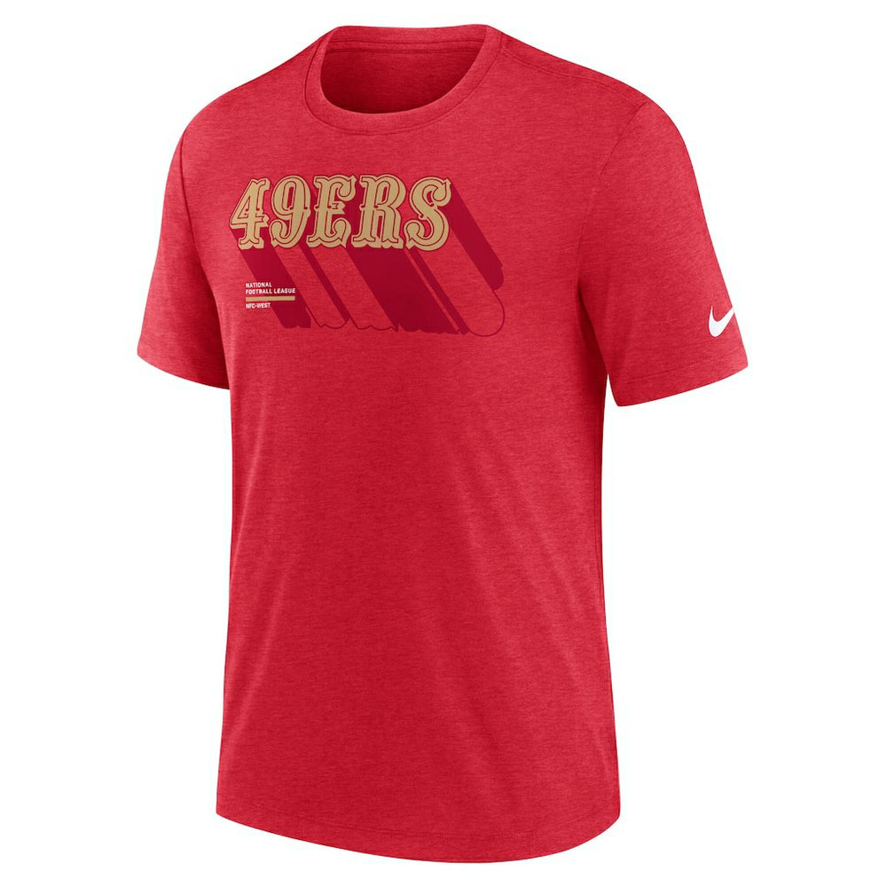 Nike San Francisco 49ers Long Pass Tri-Blend T-Shirt Heather Scarlet