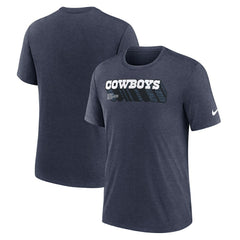 Nike Dallas Cowboys Long Pass Tri-Blend T-Shirt Heather Navy
