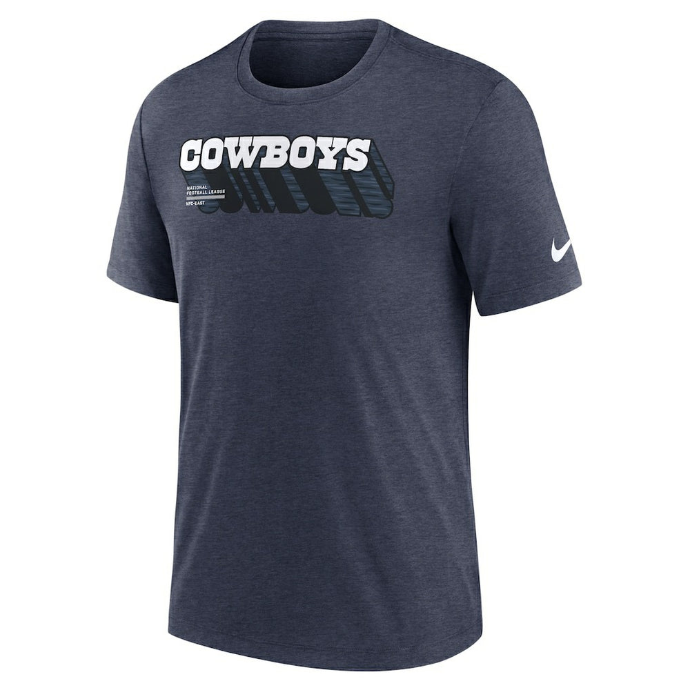 Nike Dallas Cowboys Long Pass Tri-Blend T-Shirt Heather Navy
