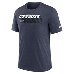 Nike Dallas Cowboys Long Pass Tri-Blend T-Shirt Heather Navy