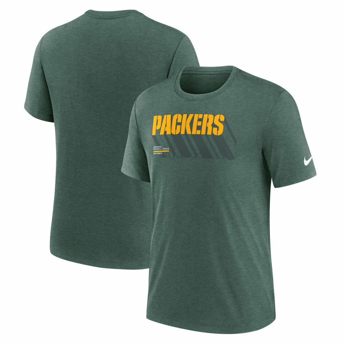Nike Green Bay Packers Long Pass Tri-Blend T-Shirt Heather Green