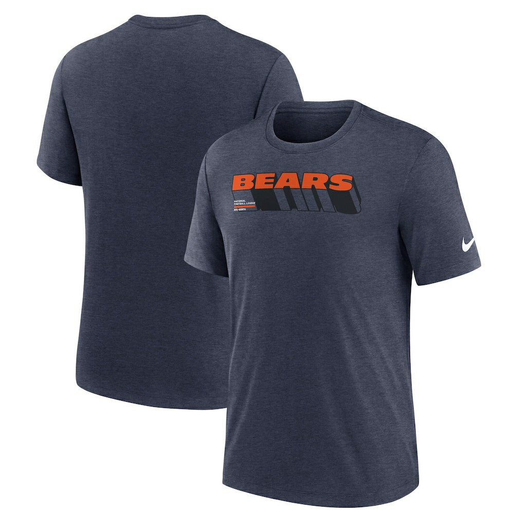 Nike Chicago Bears Long Pass Tri-Blend T-Shirt Heather Navy