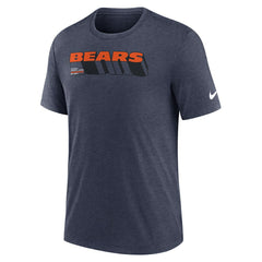Nike Chicago Bears Long Pass Tri-Blend T-Shirt Heather Navy