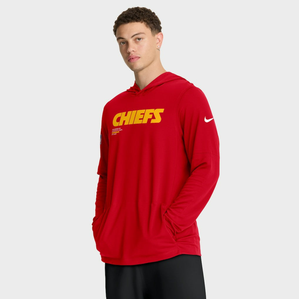 Nike Kansas City Chiefs Big & Tall Sideline Dri-FIT Long Sleeve Hoodie T-Shirt Red