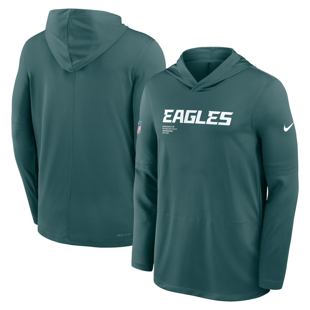 Nike Philadelphia Eagles Big & Tall Sideline Dri-FIT Long Sleeve Hoodie T-Shirt Midnight Green