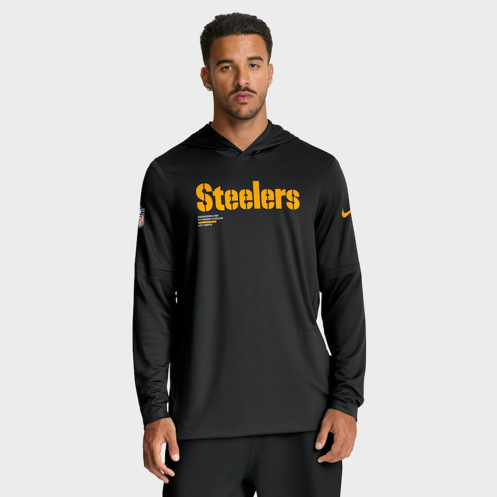 Nike Pittsburgh Steelers Big & Tall Sideline Dri-FIT Long Sleeve Hoodie T-Shirt Black