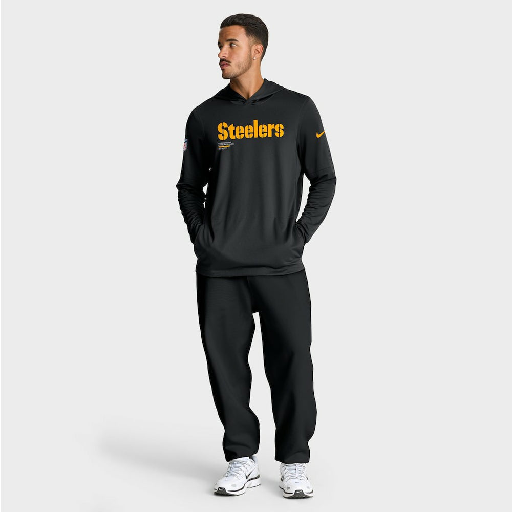 Nike Pittsburgh Steelers Big & Tall Sideline Dri-FIT Long Sleeve Hoodie T-Shirt Black