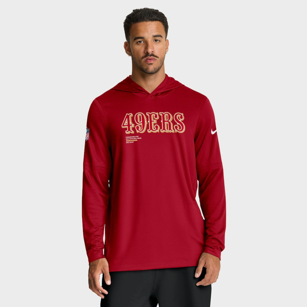 Nike San Francisco 49ers Big & Tall Sideline Dri-FIT Long Sleeve Hoodie T-Shirt Scarlet