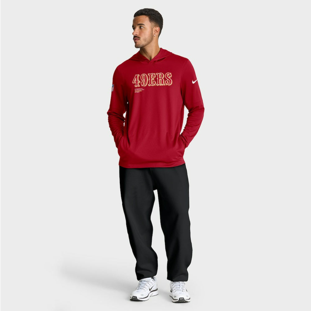 Nike San Francisco 49ers Big & Tall Sideline Dri-FIT Long Sleeve Hoodie T-Shirt Scarlet