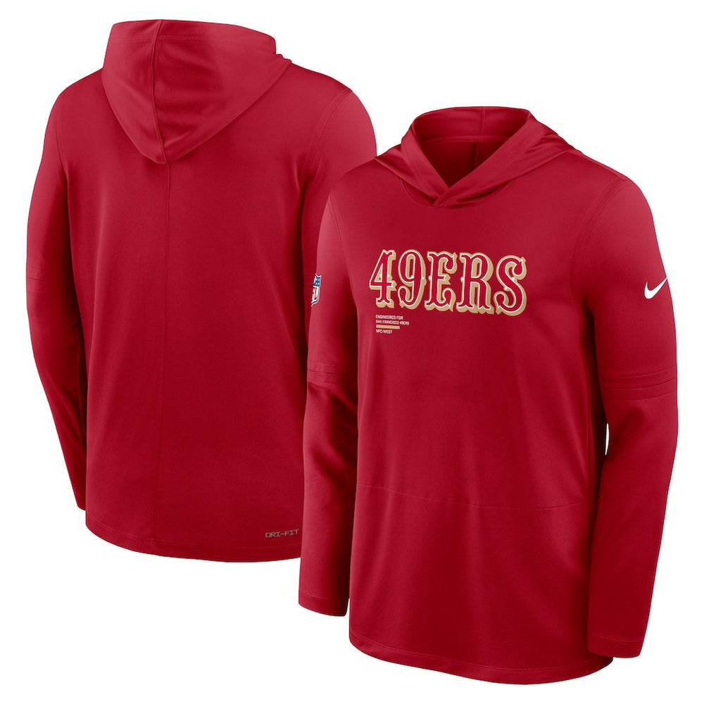 Nike San Francisco 49ers Big & Tall Sideline Dri-FIT Long Sleeve Hoodie T-Shirt Scarlet