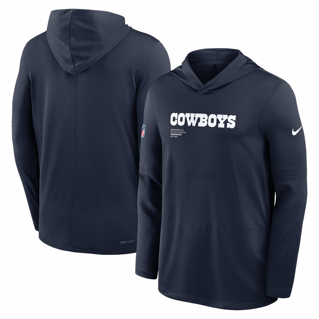 Nike Dallas Cowboys Big & Tall Sideline Dri-FIT Long Sleeve Hoodie T-Shirt Navy