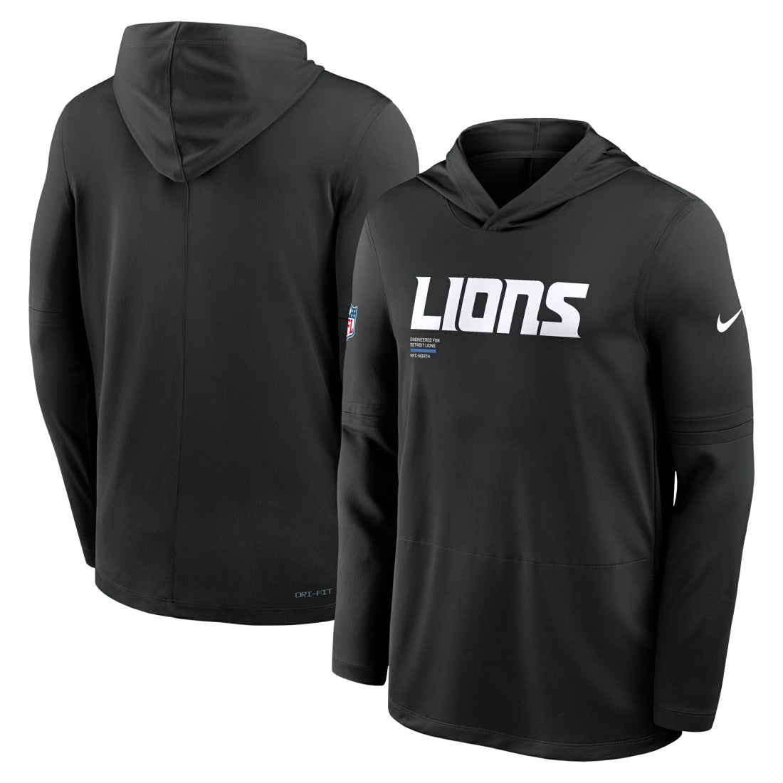 Nike Detroit Lions Big & Tall Sideline Dri-FIT Long Sleeve Hoodie T-Shirt Black