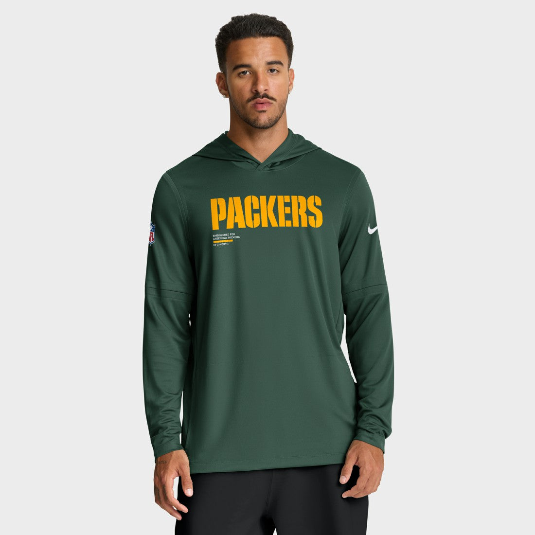 Nike Green Bay Packers Big & Tall Sideline Dri-FIT Long Sleeve Hoodie T-Shirt Green
