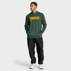 Nike Green Bay Packers Big & Tall Sideline Dri-FIT Long Sleeve Hoodie T-Shirt Green