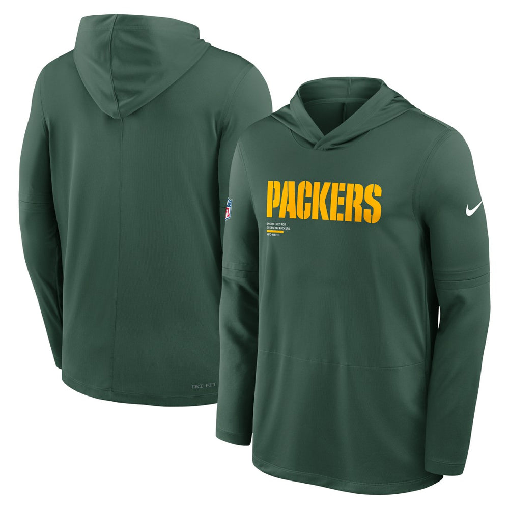 Nike Green Bay Packers Big & Tall Sideline Dri-FIT Long Sleeve Hoodie T-Shirt Green