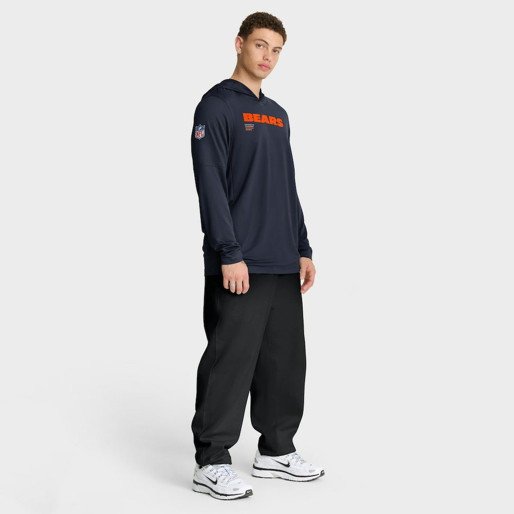 Nike Chicago Bears Big & Tall Sideline Dri-FIT Long Sleeve Hoodie T-Shirt Navy