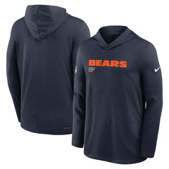 Nike Chicago Bears Big & Tall Sideline Dri-FIT Long Sleeve Hoodie T-Shirt Navy