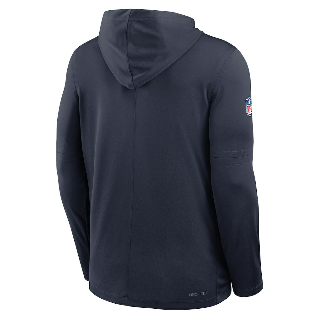 Nike Chicago Bears Big & Tall Sideline Dri-FIT Long Sleeve Hoodie T-Shirt Navy