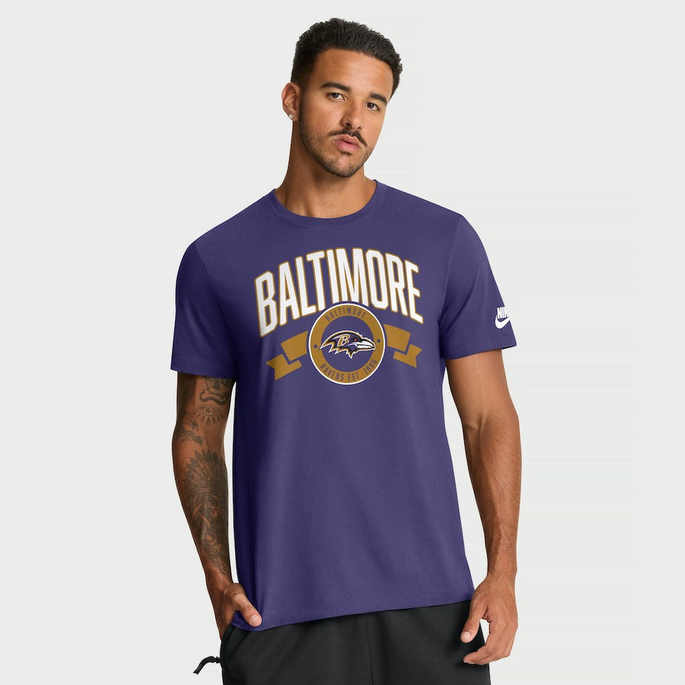 Nike Baltimore Ravens Rewind Front and Back Hit Essential T-Shirt Purple