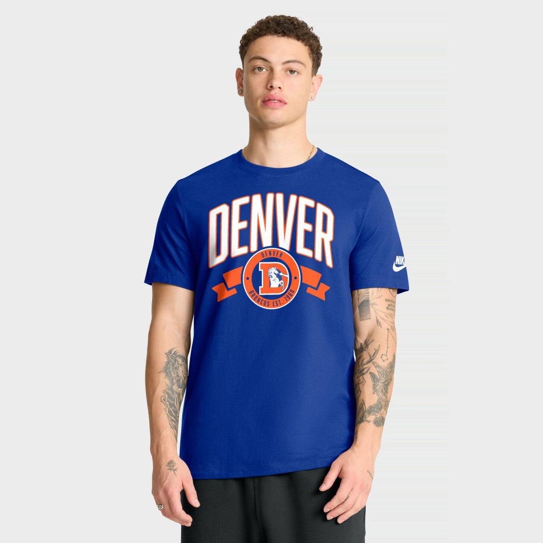 Nike Denver Broncos Rewind Front and Back Hit Essential T-Shirt Royal