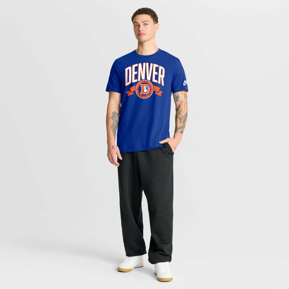 Nike Denver Broncos Rewind Front and Back Hit Essential T-Shirt Royal