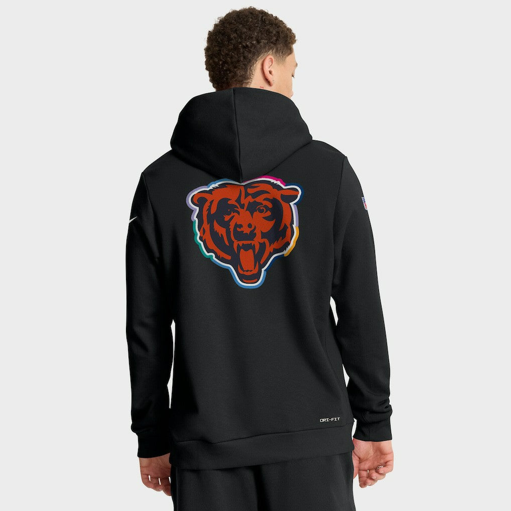 Nike Chicago Bears Tall 2025 NFL Crucial Catch Sideline Standard Issue Dri-FIT Hoodie Black