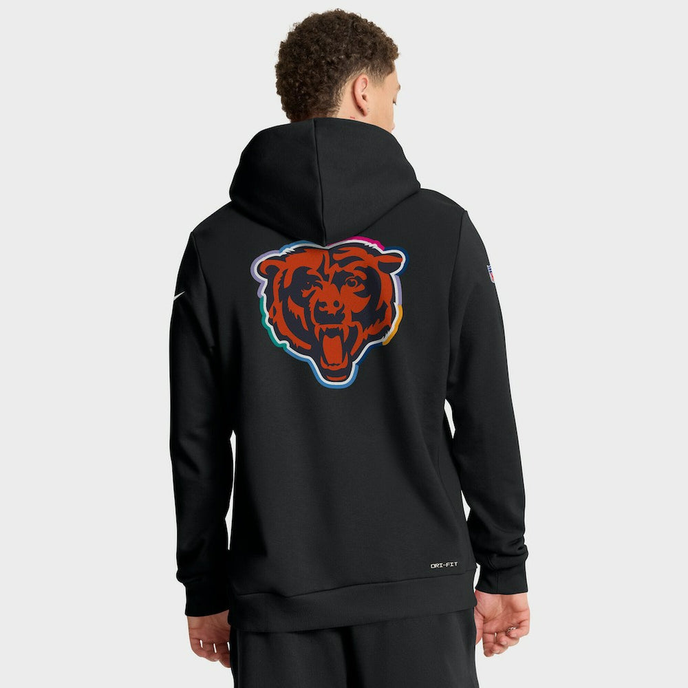 Nike Chicago Bears Tall 2025 NFL Crucial Catch Sideline Standard Issue Dri-FIT Hoodie Black