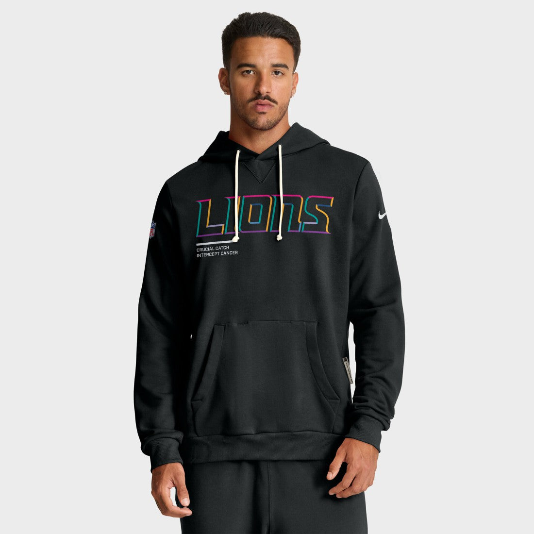 Nike Detroit Lions Tall 2025 NFL Crucial Catch Sideline Standard Issue Dri-FIT Hoodie Black