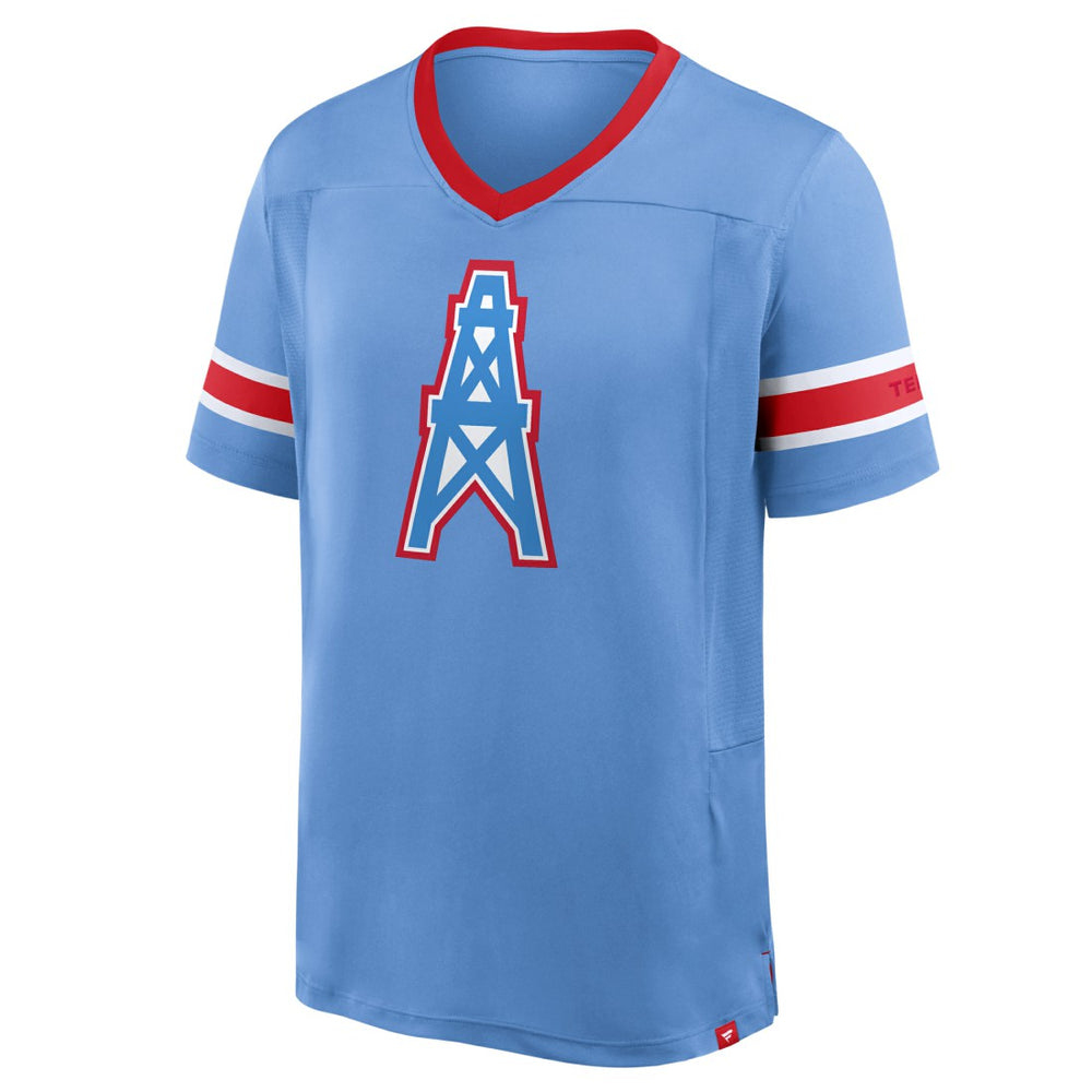Fanatics Tennessee Titans Oilers Throwback Hometown Premium Hashmark V-Neck T-Shirt Light Blue