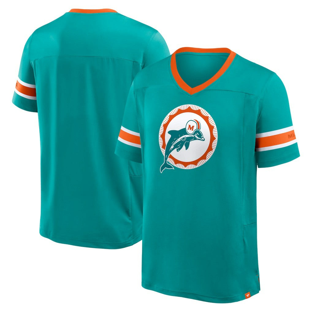 Fanatics Miami Dolphins Hometown Premium Hashmark V-Neck T-Shirt Aqua