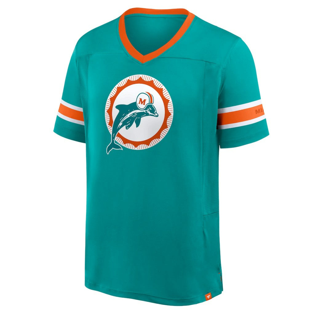 Fanatics Miami Dolphins Hometown Premium Hashmark V-Neck T-Shirt Aqua