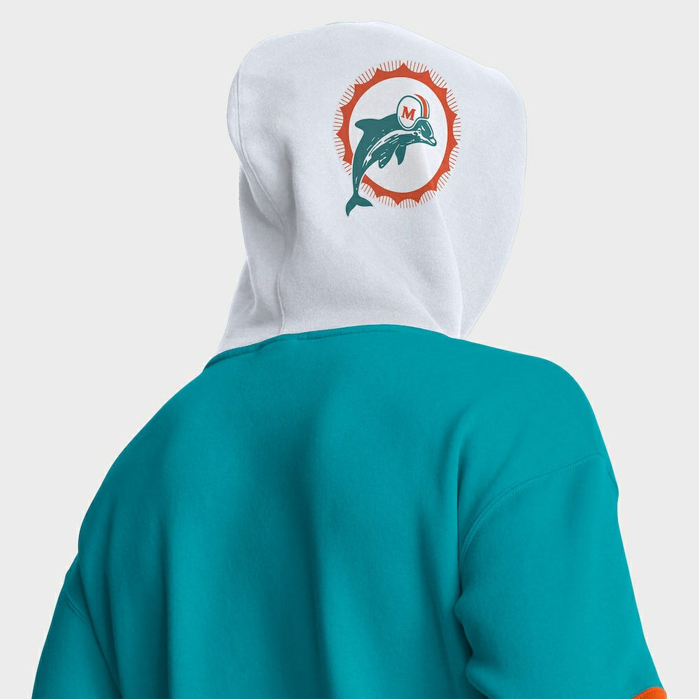 Fanatics Miami Dolphins Helmet Retro Pullover Hoodie Aqua
