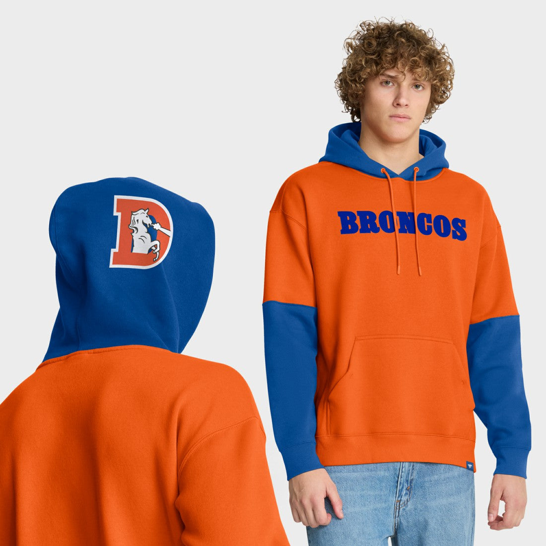 Fanatics Denver Broncos Helmet Retro Pullover Hoodie Orange