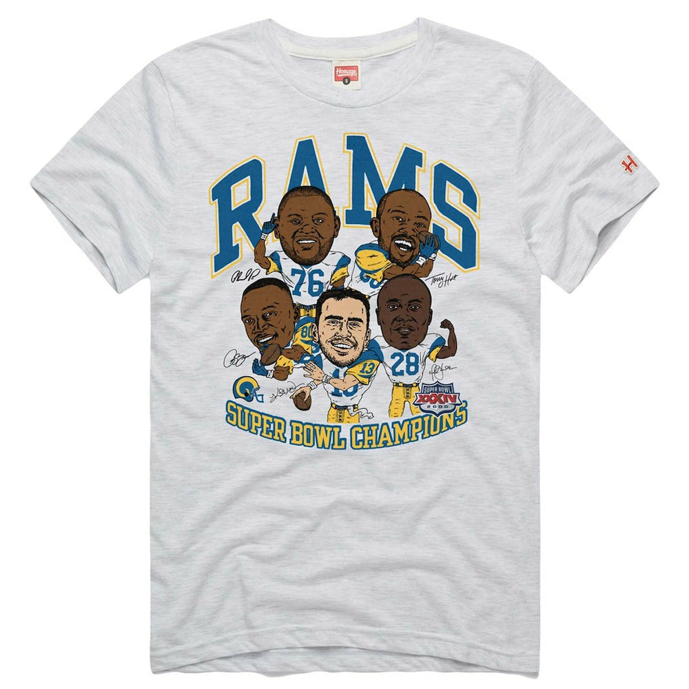 Los Angeles Rams Homage Unisex Super Bowl XXXIV Champs Player Graphic Tri-Blend T-Shirt Ash