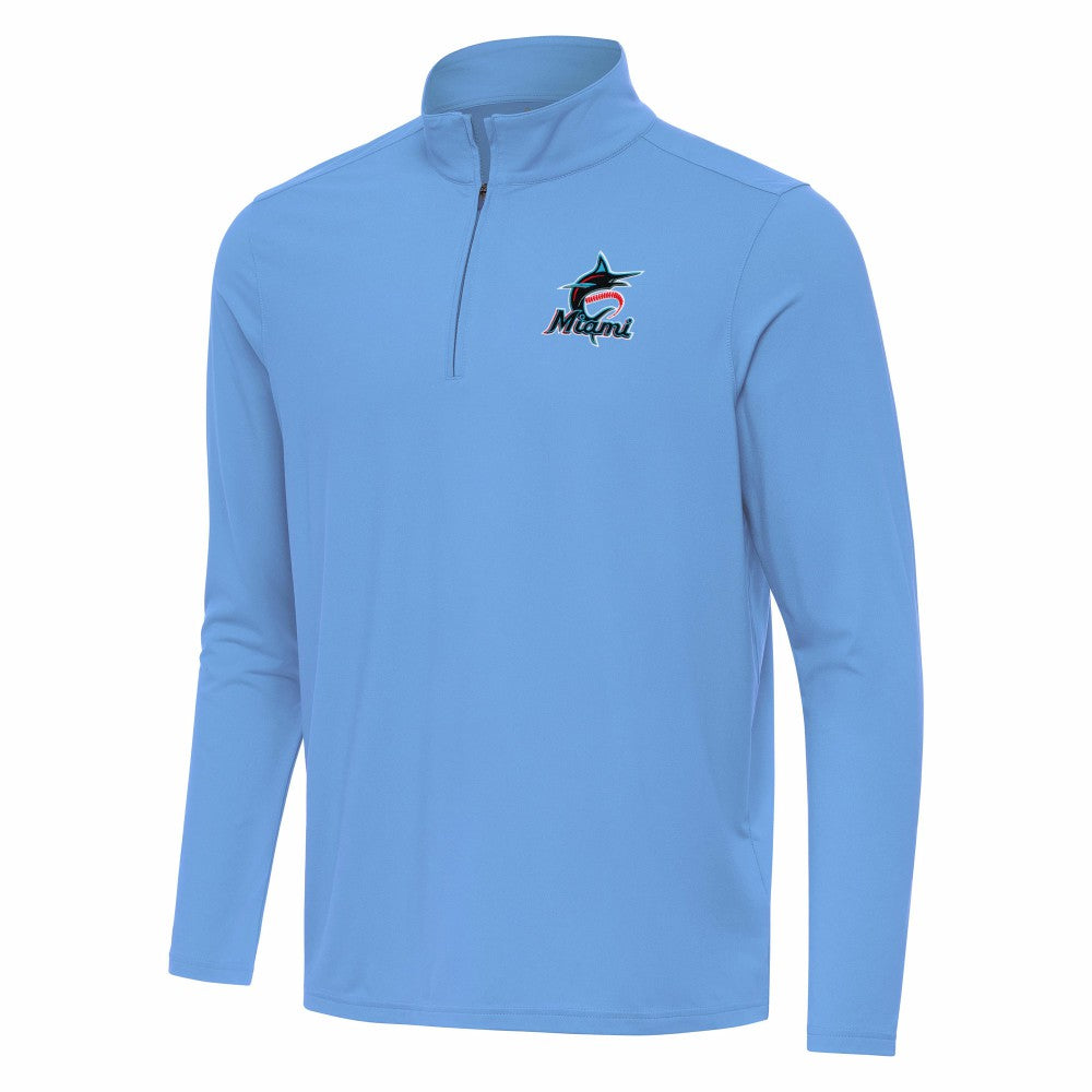 Miami Marlins Antigua Intent Quarter-Zip Top - Powder Blue - MLB Online
