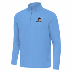 Miami Marlins Antigua Intent Quarter-Zip Top - Powder Blue - MLB Online