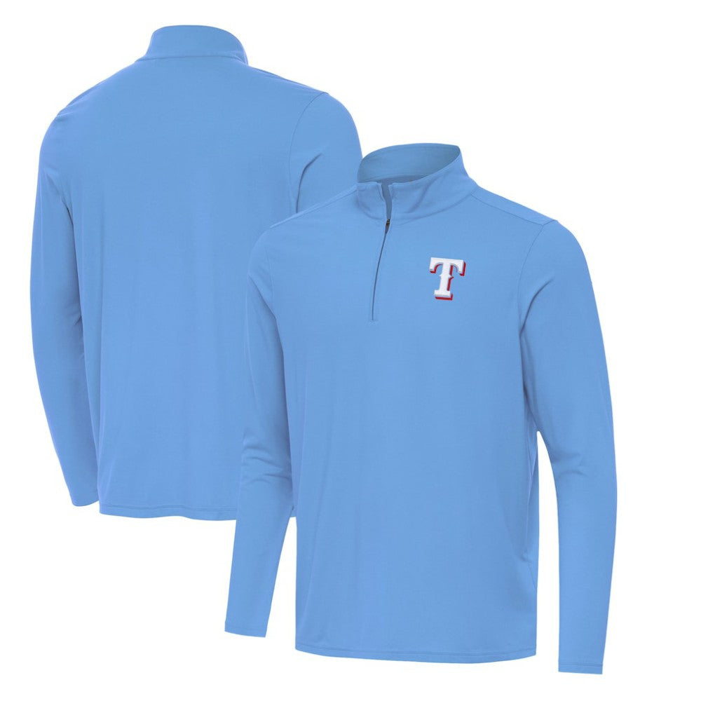 Texas Rangers Antigua Intent Quarter-Zip Top - Powder Blue - MLB Lifestyle